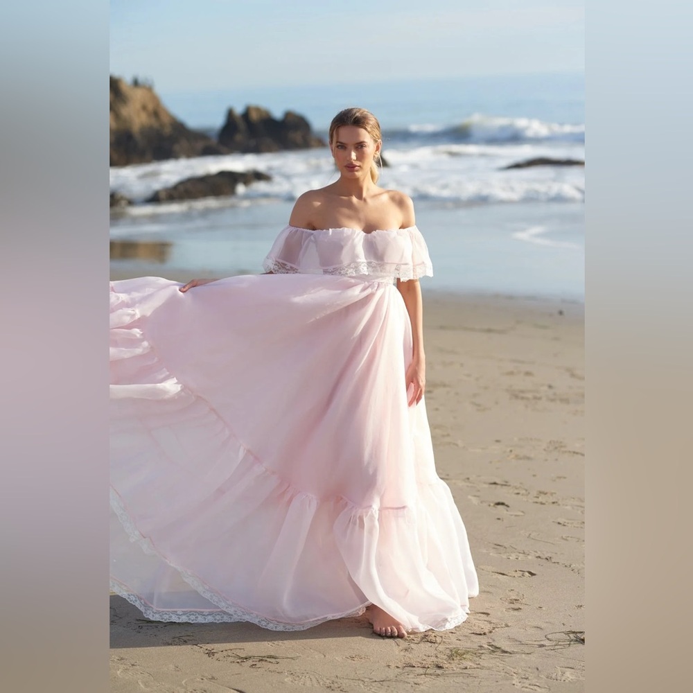 Selkie Blush Pink Off-Shoulder Maxi Dress